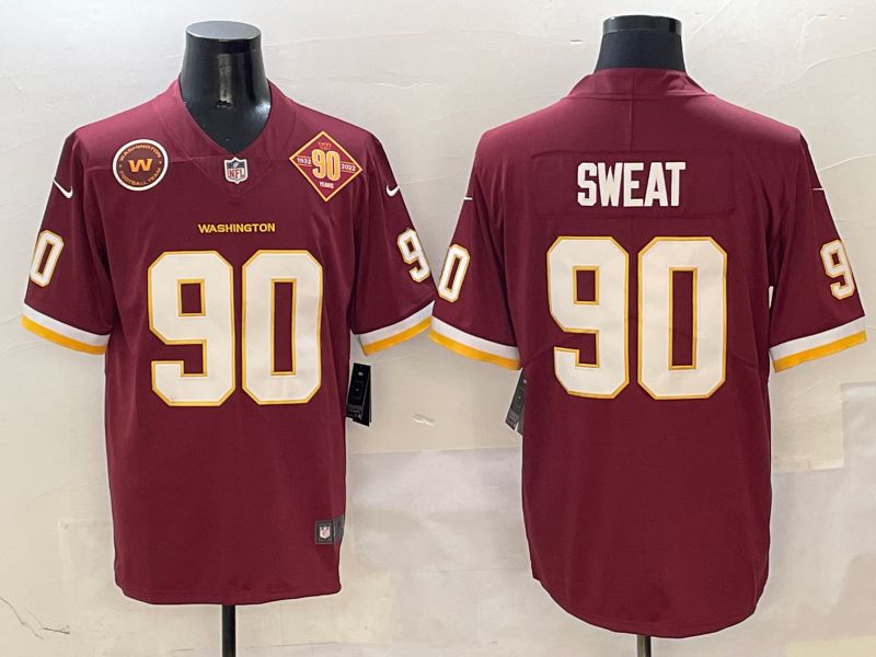 Men Washington Commanders 90 Sweat Red Second generation 2025 Nike Limited NFL Jersey style 2